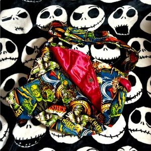 Hemet Horror Cloth Crossbody Messenger Bag With Matching Cloth Wallet/Makeup Bag
